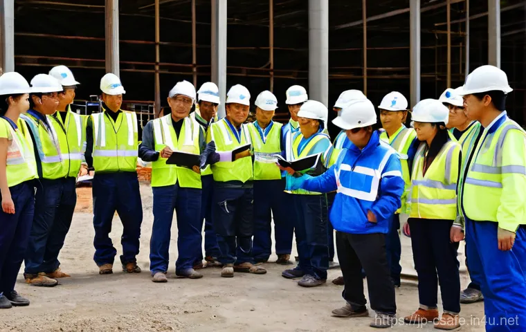 건설안전 관리자의 주요 업무 - **Prompt:** A futuristic Japanese construction site where advanced technology enhances safety manage...