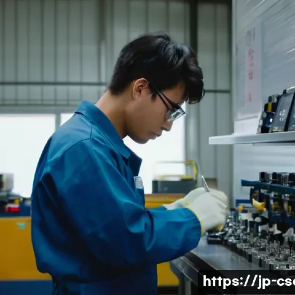 건설안전기사 실기시험에서 발생하는 실수 - A focused Japanese young adult male wearing a clean, professional work uniform with protective glove...