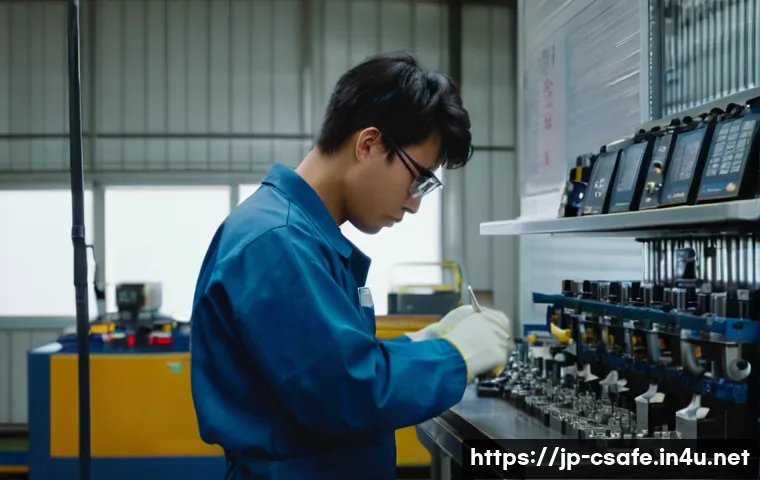 건설안전기사 실기시험에서 발생하는 실수 - A focused Japanese young adult male wearing a clean, professional work uniform with protective glove...